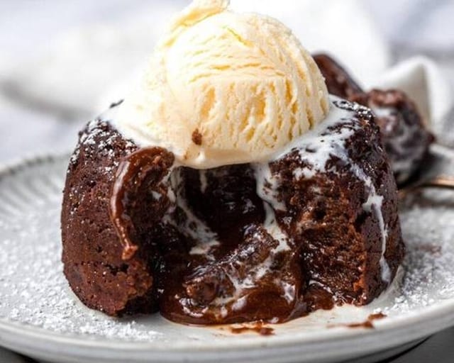Lava Cake with Ice Cream.
