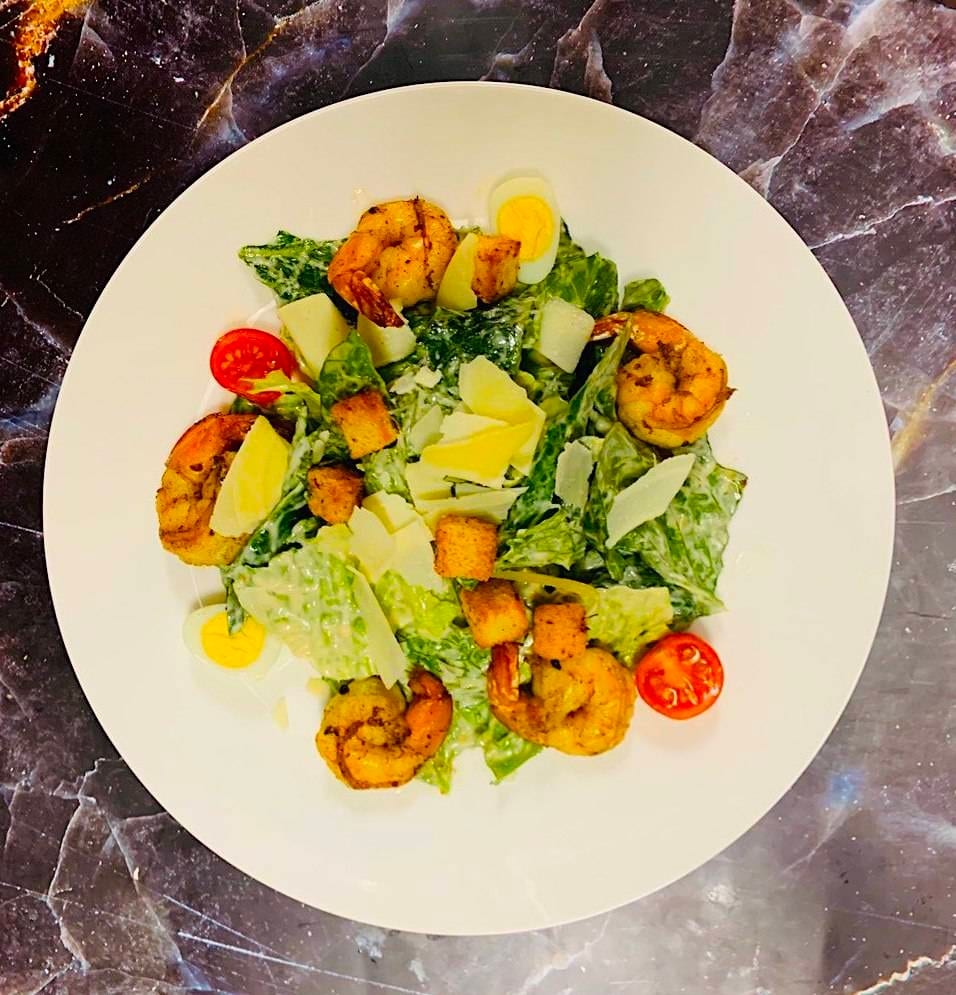 Caesar Salad with Shrimp.