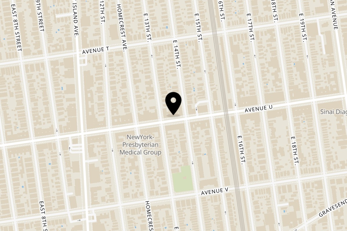 Map showing the location of Karavan Grill LLC on 1311 Avenue U in Brooklyn